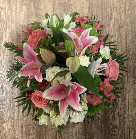 Coussin Rond Rose et Blanc