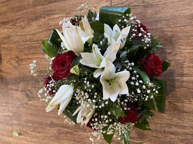 Coussin Rond Rouge et Blanc